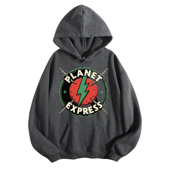 Men's Pocket Graphic Hooded Pullover, Planet Express Logo with Sword, Sizes S-2XL