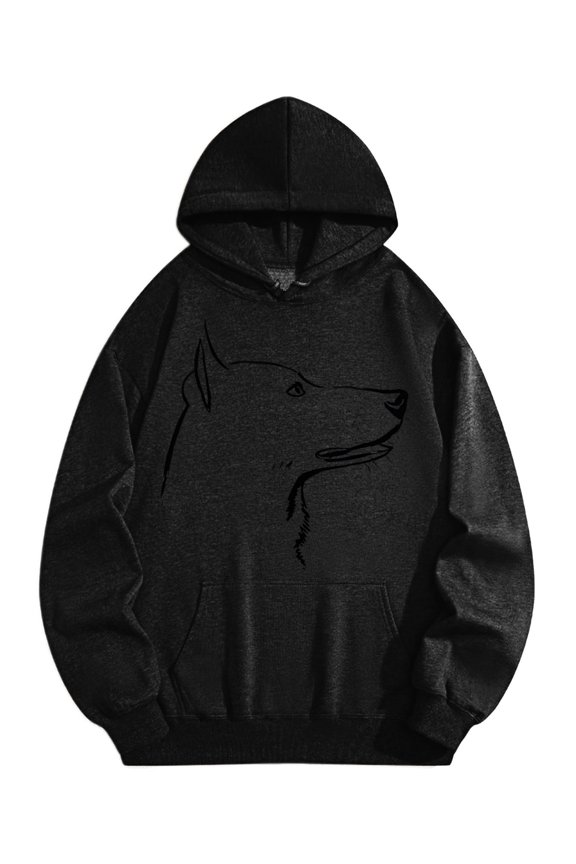 Men's Pocket Graphic Hooded Pullover, Silhouette of A Dancing Woman, Sizes S-2XL
