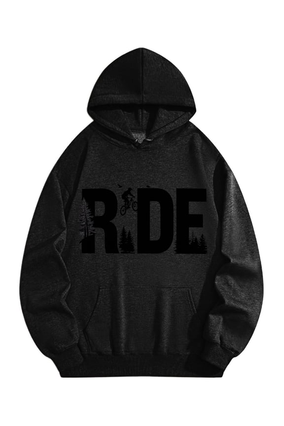 Men's Pocket Graphic Hooded Pullover, Trees Form Letters in Dark, Sizes S-2XL