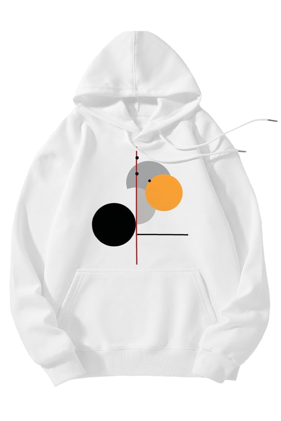 Men's Pocket Graphic Hooded Pullover, Two Circles Separated by A Line, Sizes S-2XL