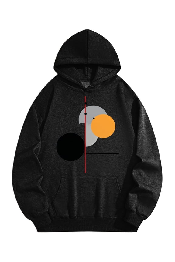 Men's Pocket Graphic Hooded Pullover, Two Circles Separated by A Line, Sizes S-2XL