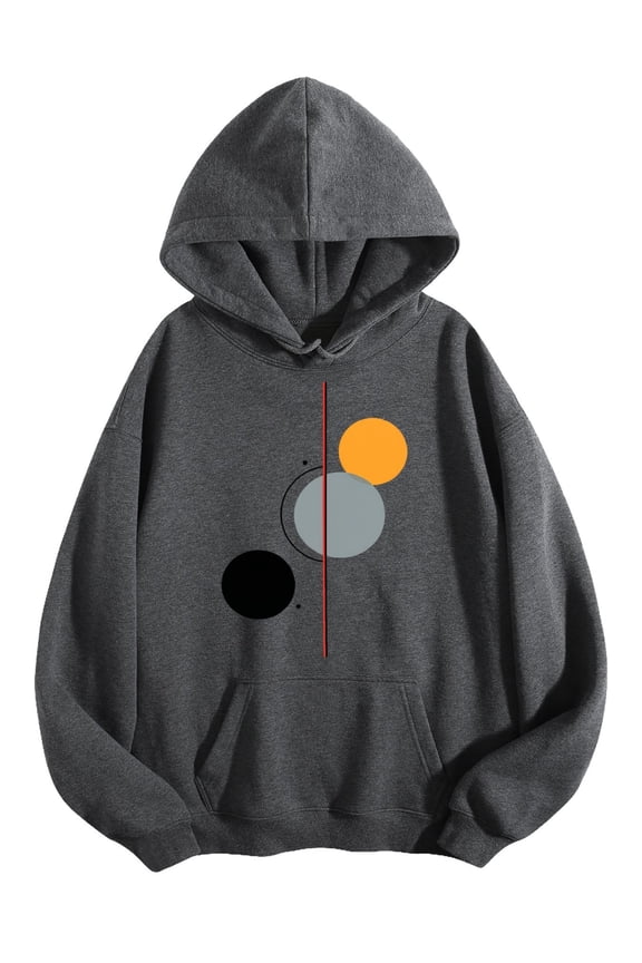 Men's Pocket Graphic Hooded Pullover, Two Circles Separated by A Line, Sizes S-2XL
