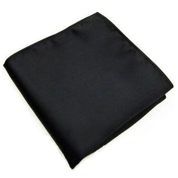 Men's Pocket Hanky Plain Color Wedding Square Hankerchief (Black)