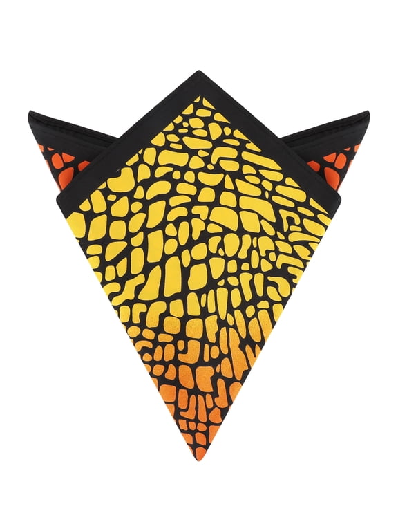 Men's Pocket Squares Gradient Leopard Print Silky Handkerchief with Solid Trim for Wedding Party Orange One Size