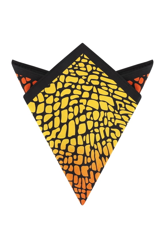 Men's Pocket Squares Gradient Leopard Print Silky Handkerchief with Solid Trim for Wedding Party Orange One Size