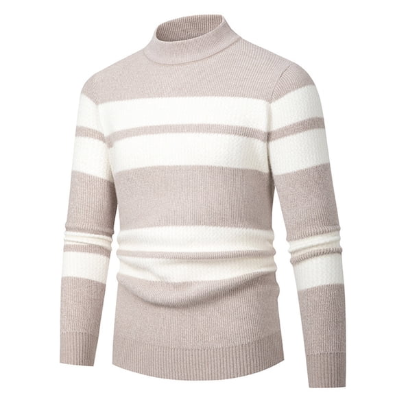 Men's Pockets Detail Sweater High Neck Knit Winter Casual Pullover Practical