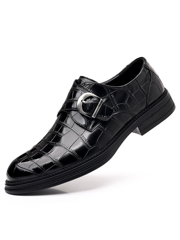 Men's Pointed‑Toe Monk Strap Loafers, Adult Buckle‑Closure Low‑Top Business Casual Footwear for Formal and Daily Occasions