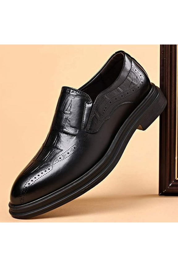 Men's Pointed Toe Shoes Slip On Pointed Toe Derbys Classic Formal Business Shoes Lightweight All-Day Comfort Non-Slip Soft Sole Derby Shoes