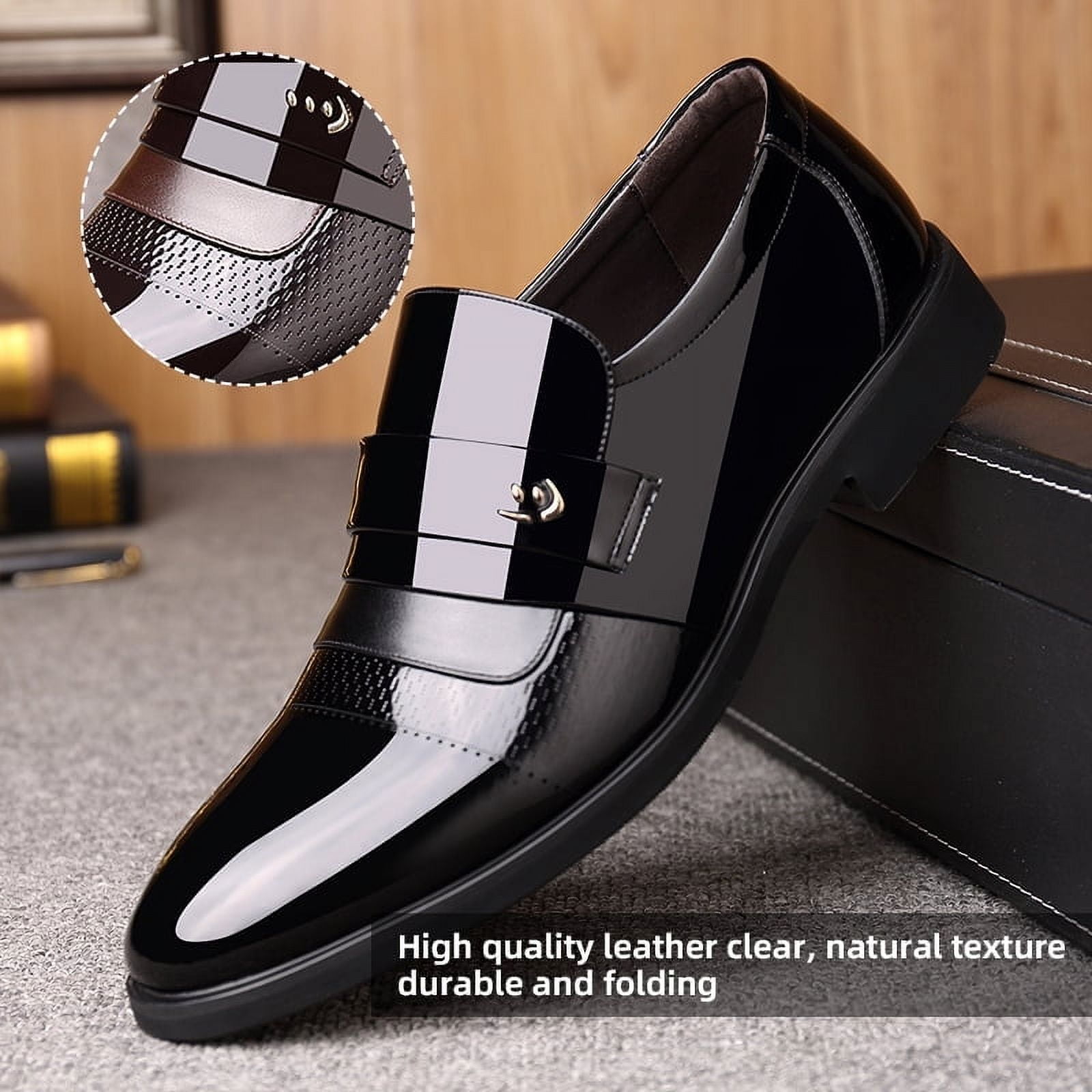 Mens Black Slip On Formal Dress Shoes Pointed Toe Loafers Buckle Strap Sz 11.5 Amazon.com | ZZHAP Men main image 4