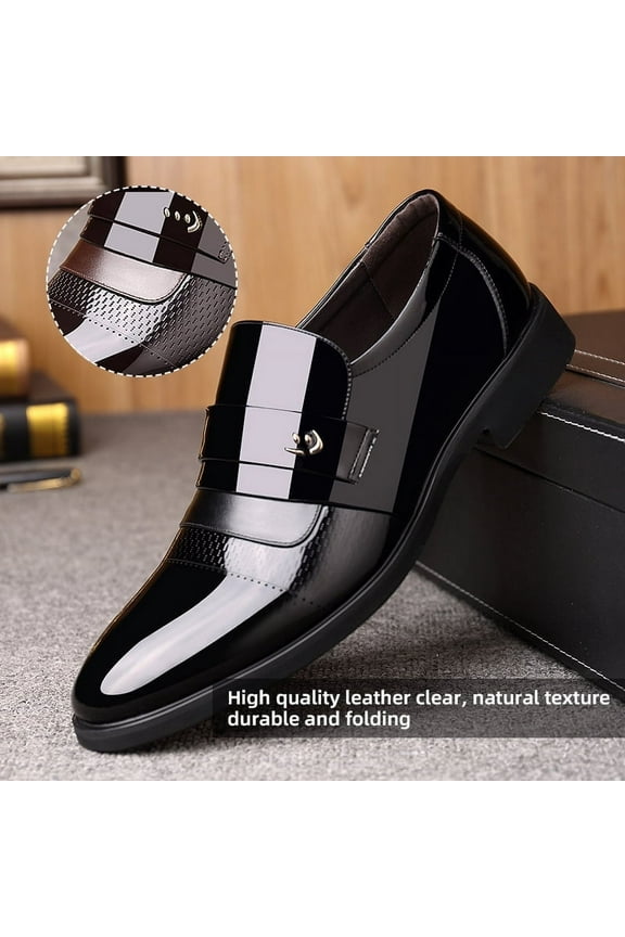 Men's Pointed-Toe Tuxedo Dress Shoes Casual Slip-on Loafer