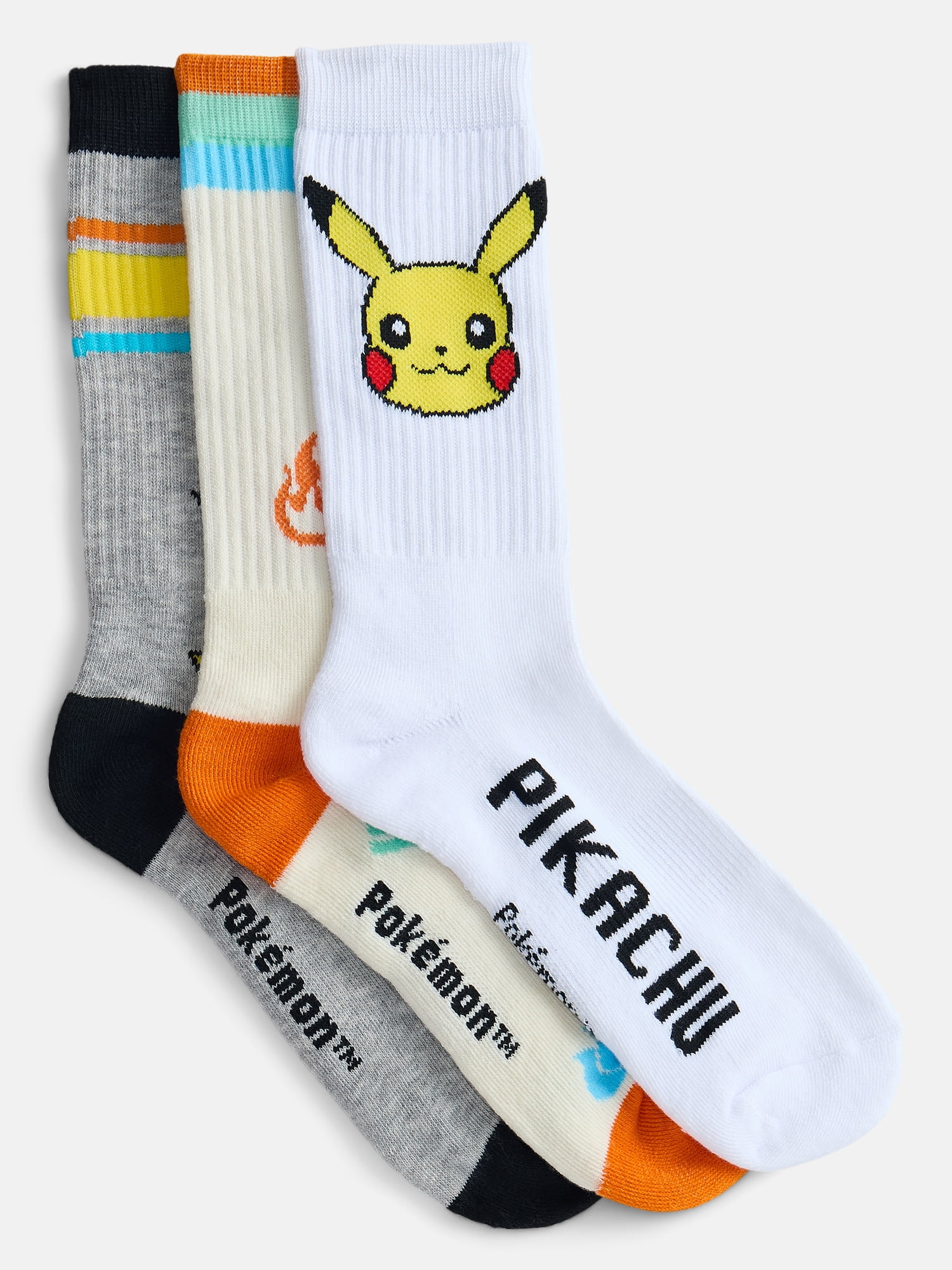Pokemon Men's Athletic Crew Socks, 3-Pack, Sizes 8-12