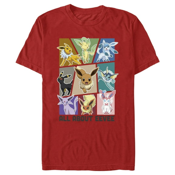Men's Pokemon All About Eevee Eeveeloution Graphic Tee Red 2X Large
