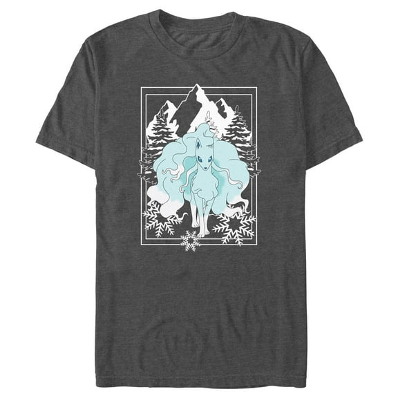 Men's Pokemon Alolan Ninetales Winter Scene Poster  Graphic T-Shirt