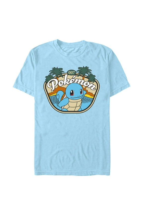 Men's Pokemon Beach Squirtle Graphic Tee Light Blue X Large