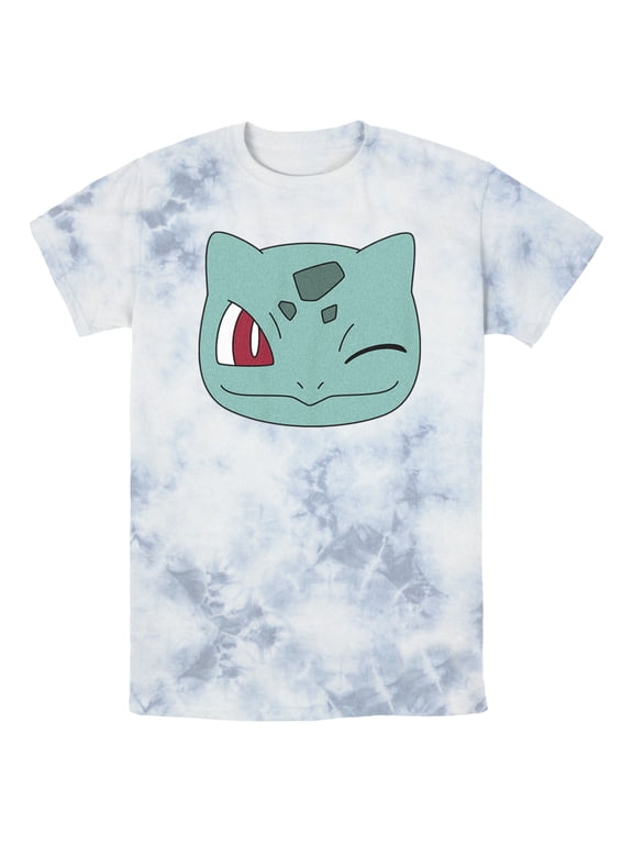 Men's Pokemon Bulbasaur Wink Face Graphic Tee White/Blue Small