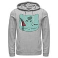 thumbnail image 1 of Men's Pokemon Bulbasaur Wink Face  Pull Over Hoodie Athletic Heather 3X Large, 1 of 4