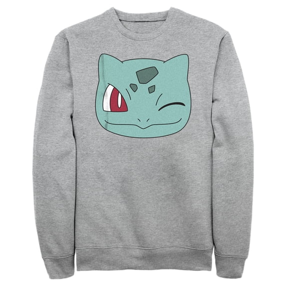 Men's Pokemon Bulbasaur Wink Face Sweatshirt Athletic Heather 3X Large