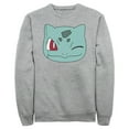 thumbnail image 1 of Men's Pokemon Bulbasaur Wink Face Sweatshirt Athletic Heather Small, 1 of 4