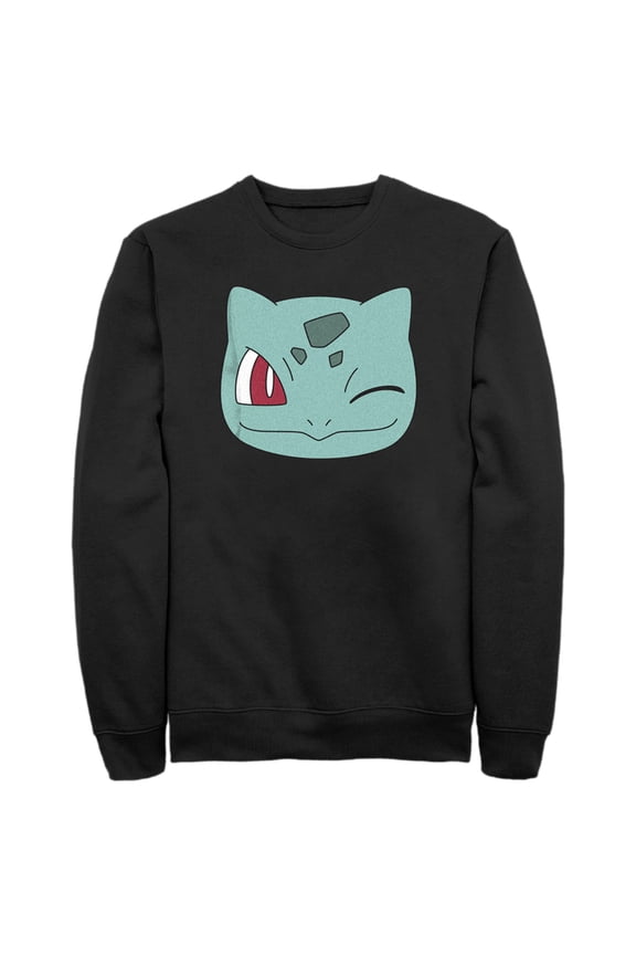 Men's Pokemon Bulbasaur Wink Face Sweatshirt Black Small