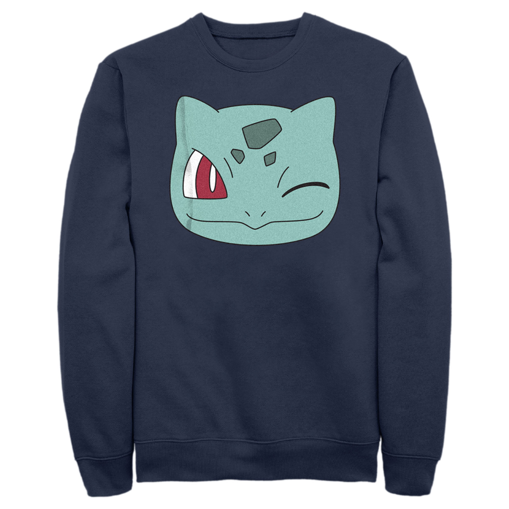 Men's Pokemon Bulbasaur Wink Face Sweatshirt Navy Blue 3X Large 