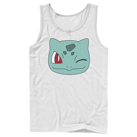 Men's Pokemon Bulbasaur Wink Face  Tank Top White Small