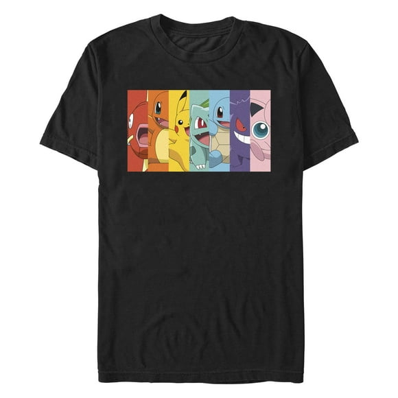 Men's Pokemon Character Box-up Rainbow Graphic Tee Black Large
