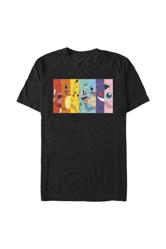 Men's Pokemon Character Box-up Rainbow Graphic Tee Black Medium
