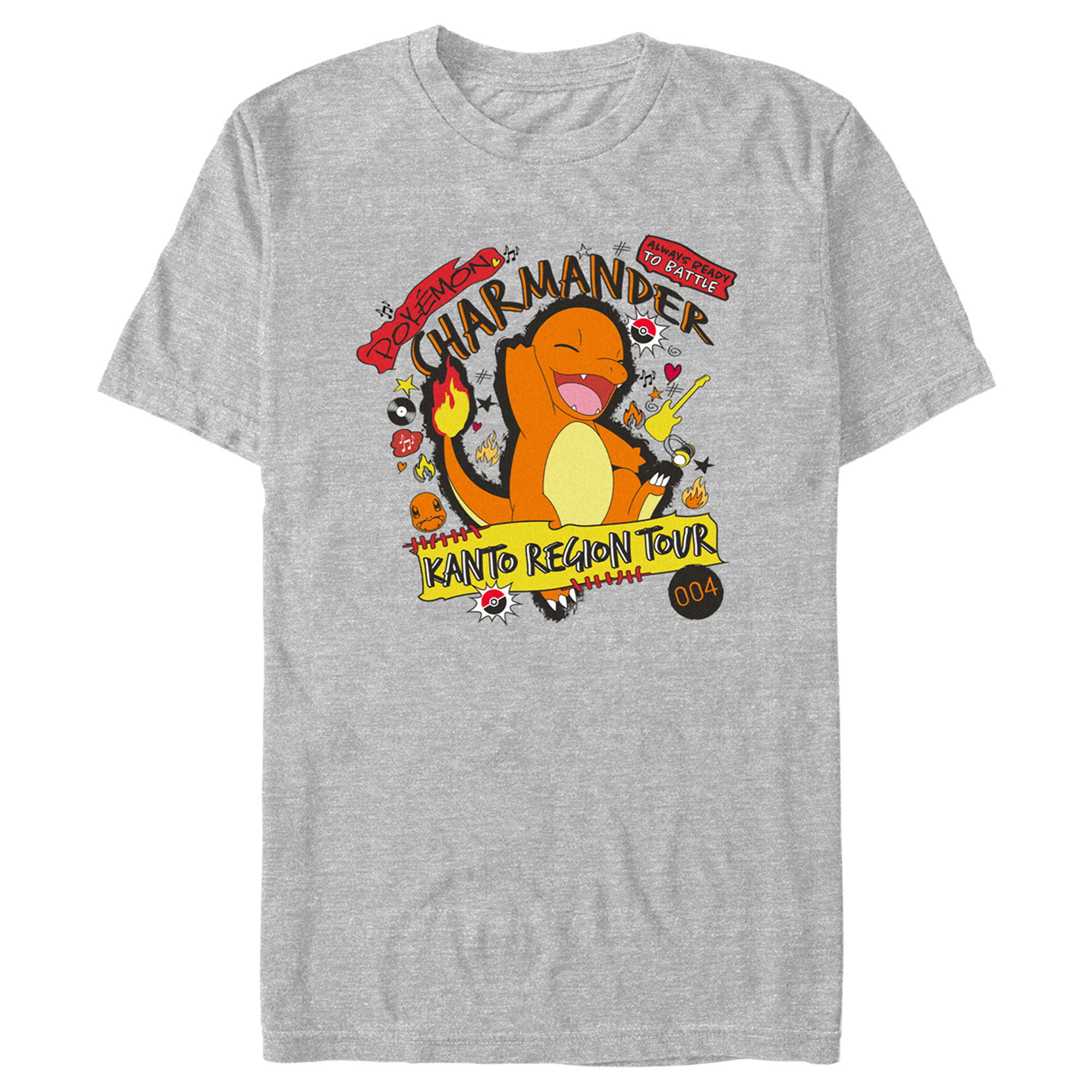 Men's Pokemon Charmander Kanto Tour  Graphic Tee Athletic Heather Large