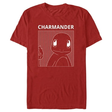 Men's Pokemon Charmander Line Art  Graphic Tee Red Medium
