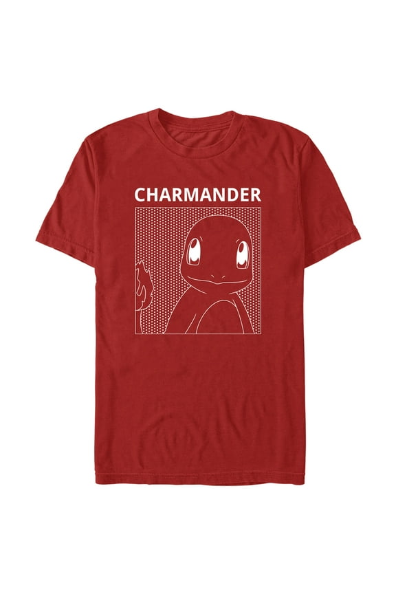 Men's Pokemon Charmander Line Art  Graphic Tee Red X Large
