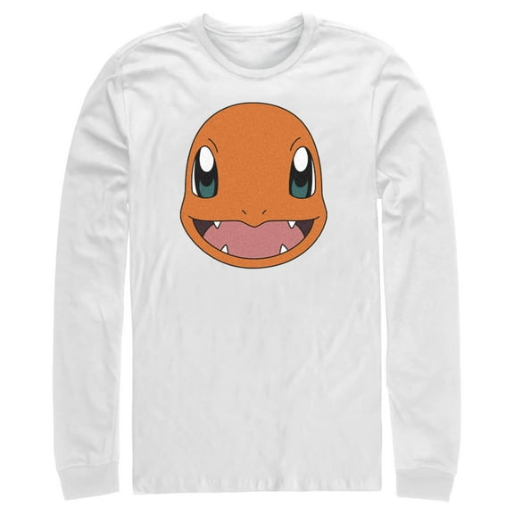 Men's Pokemon Charmander Smile  Long Sleeve Shirt White Small