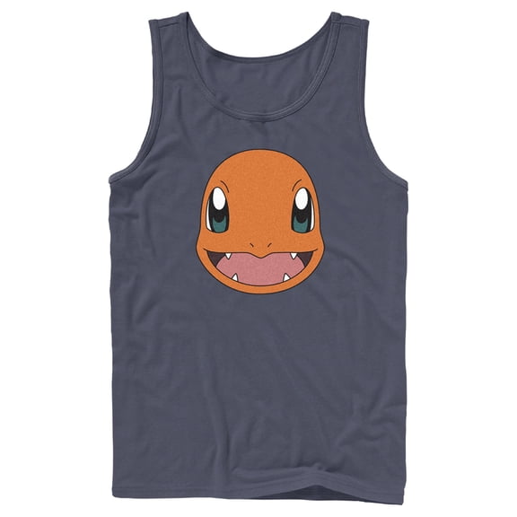 Men's Pokemon Charmander Smile  Tank Top Navy Blue Small