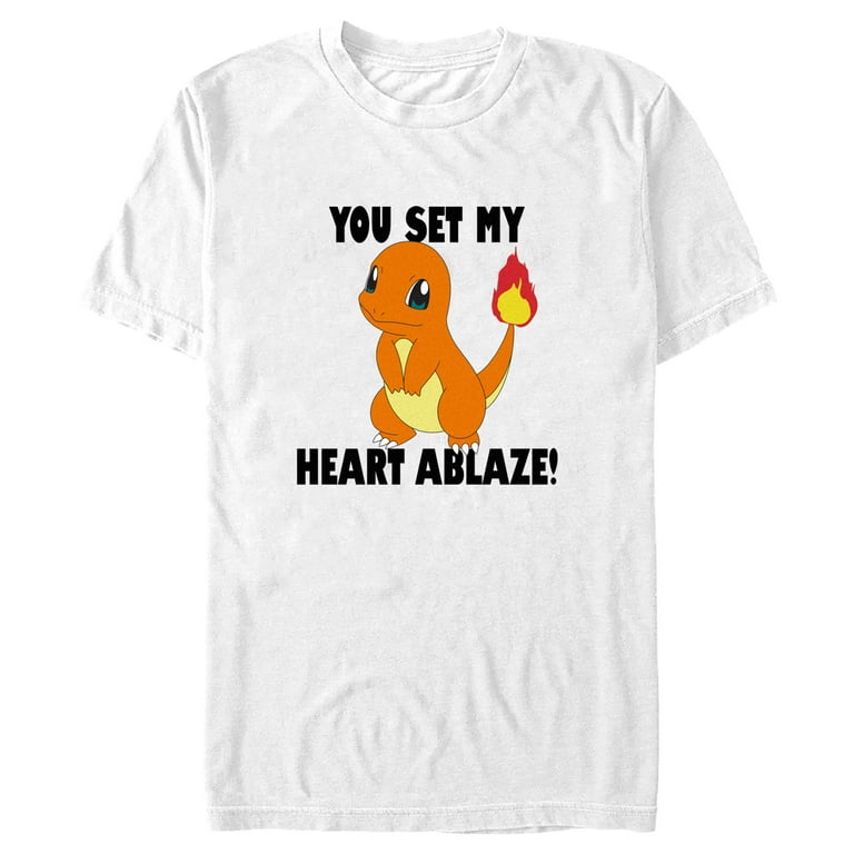 Men's Pokemon Charmander You Set My Heart Ablaze Graphic Tee White