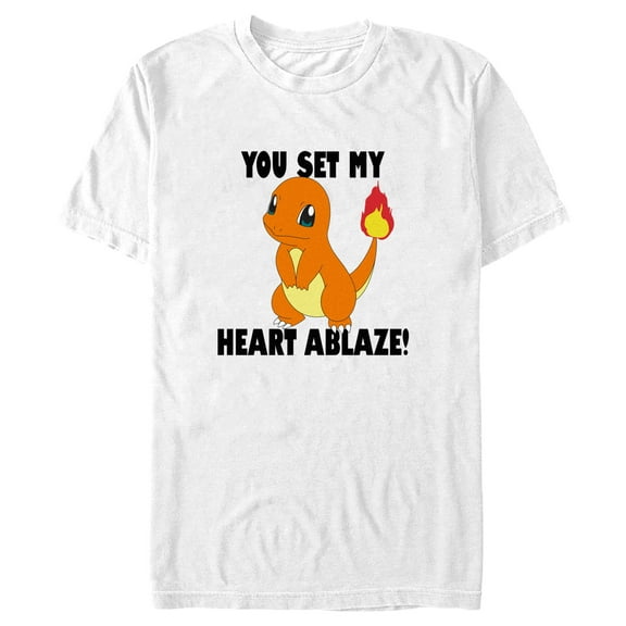 Men's Pokemon Charmander You Set My Heart Ablaze Graphic Tee White X Large