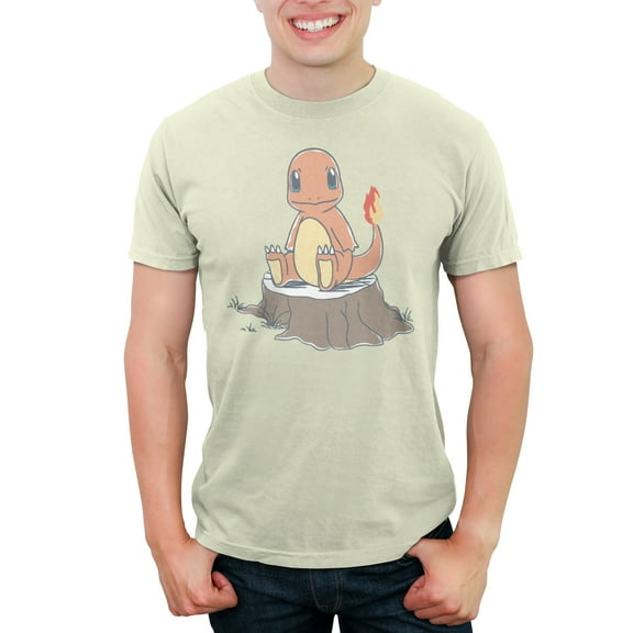 Men's Pokemon Charmander on Tree Stump  Graphic T-Shirt