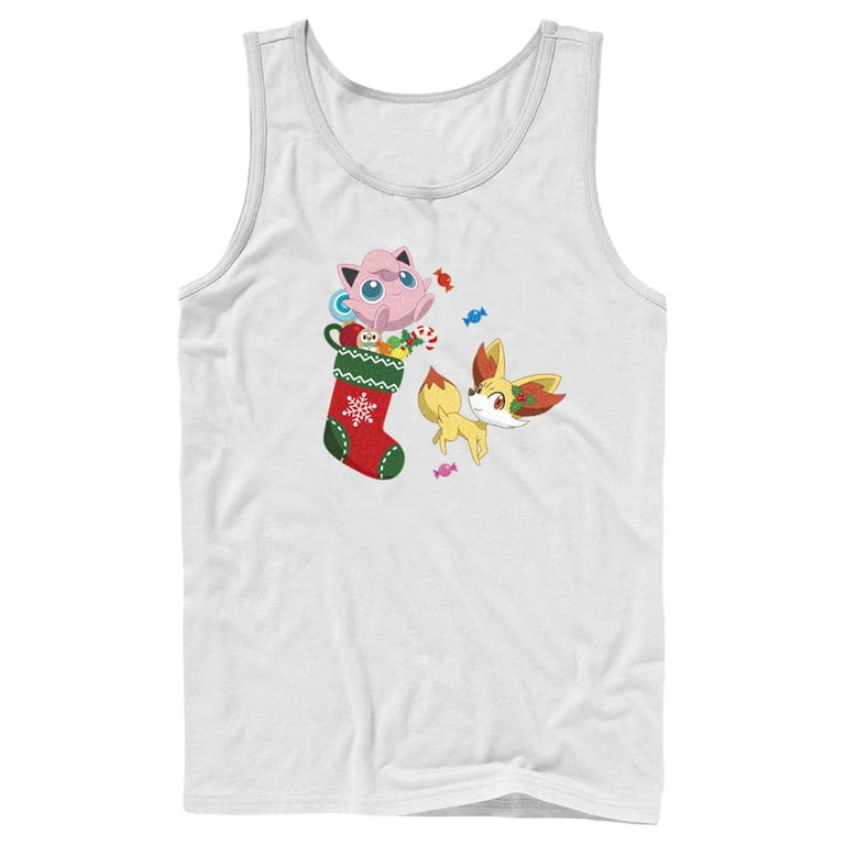 Men's Pokemon Christmas Jigglypuff and Fennekin Stocking Tank Top