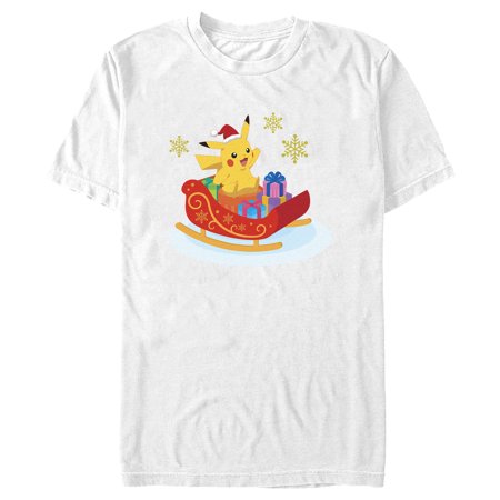 Men's Pokemon Christmas Pikachu Sleigh Graphic T-Shirt