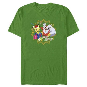 Men's Pokemon Christmas Pikachu and Delibird Happy Holidays  Graphic T-Shirt