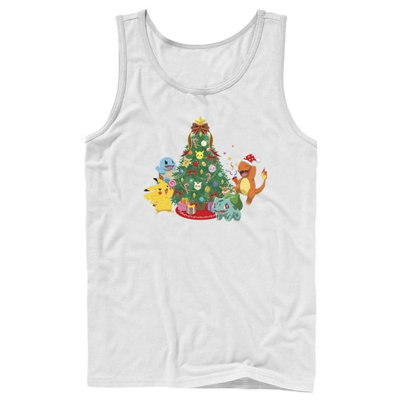 Men's Pokemon Christmas Tree Characters Tank Top White Small
