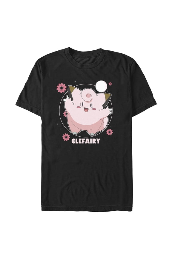 Men's Pokemon Clefairy Moonlit Dance Graphic Tee Black X Large