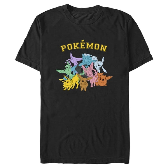Men's Pokemon Colorful Eeveelutions Animals Graphic Tee Black Large