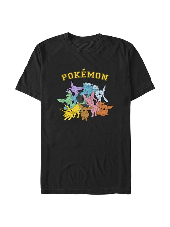 Men's Pokemon Colorful Eeveelutions Animals Graphic Tee Black Large