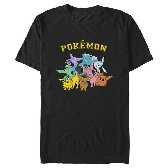 Men's Pokemon Colorful Eeveelutions Animals Graphic Tee Black X Large