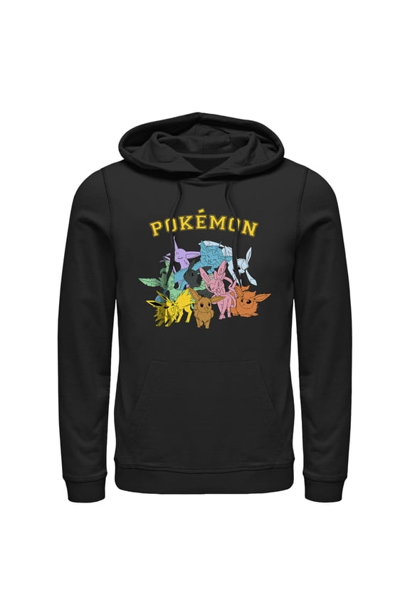 Men's Pokemon Eeveelutions Pull Over Hoodie Black X Large