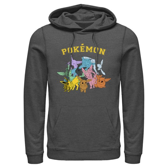 Men's Pokemon Eeveelutions Pull Over Hoodie Charcoal Heather X Large
