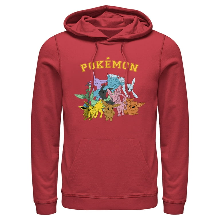 Men s Pokemon Eeveelutions Pull Over Hoodie Red Large
