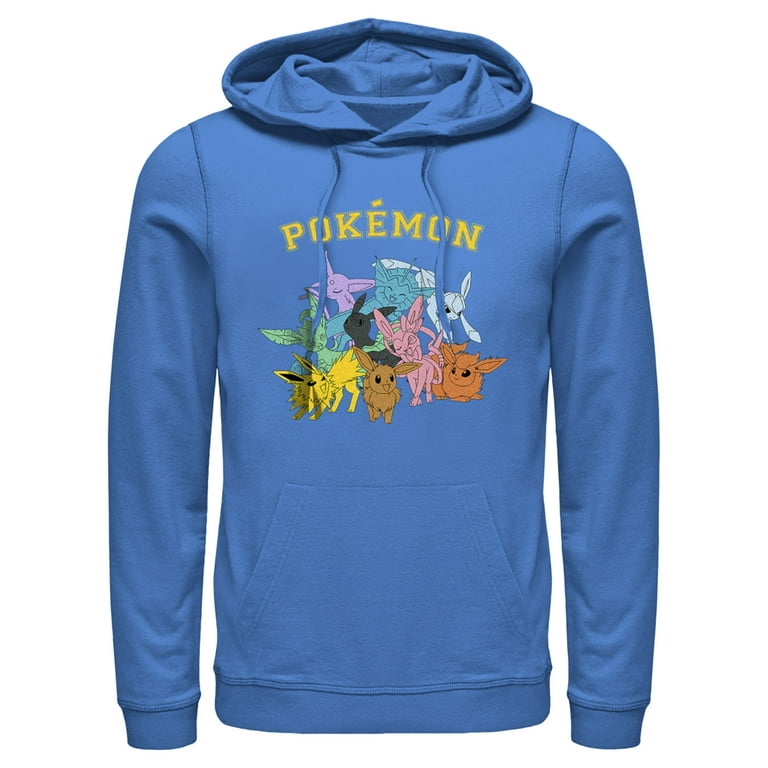 Men's Pokemon Eeveelutions Pull Over Hoodie Royal Blue Large