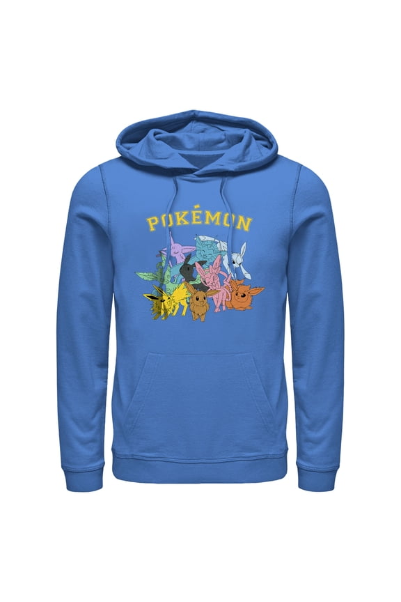 Men's Pokemon Eeveelutions Pull Over Hoodie Royal Blue Small