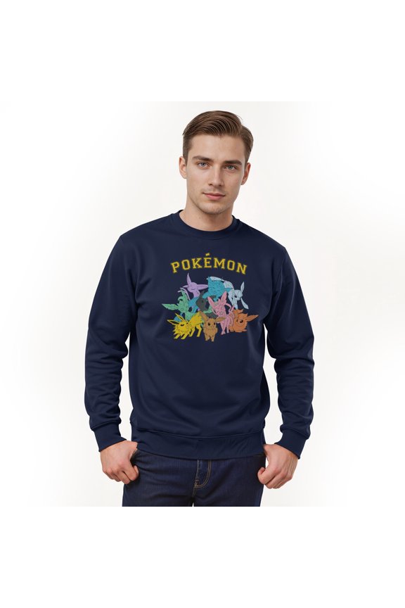 Men's Pokemon Eeveelutions Sweatshirt Navy Blue Large
