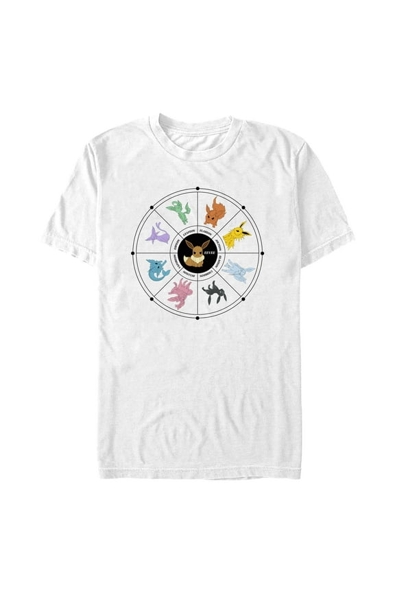 Men's Pokemon Evolutions Wheel Graphic Tee White Large